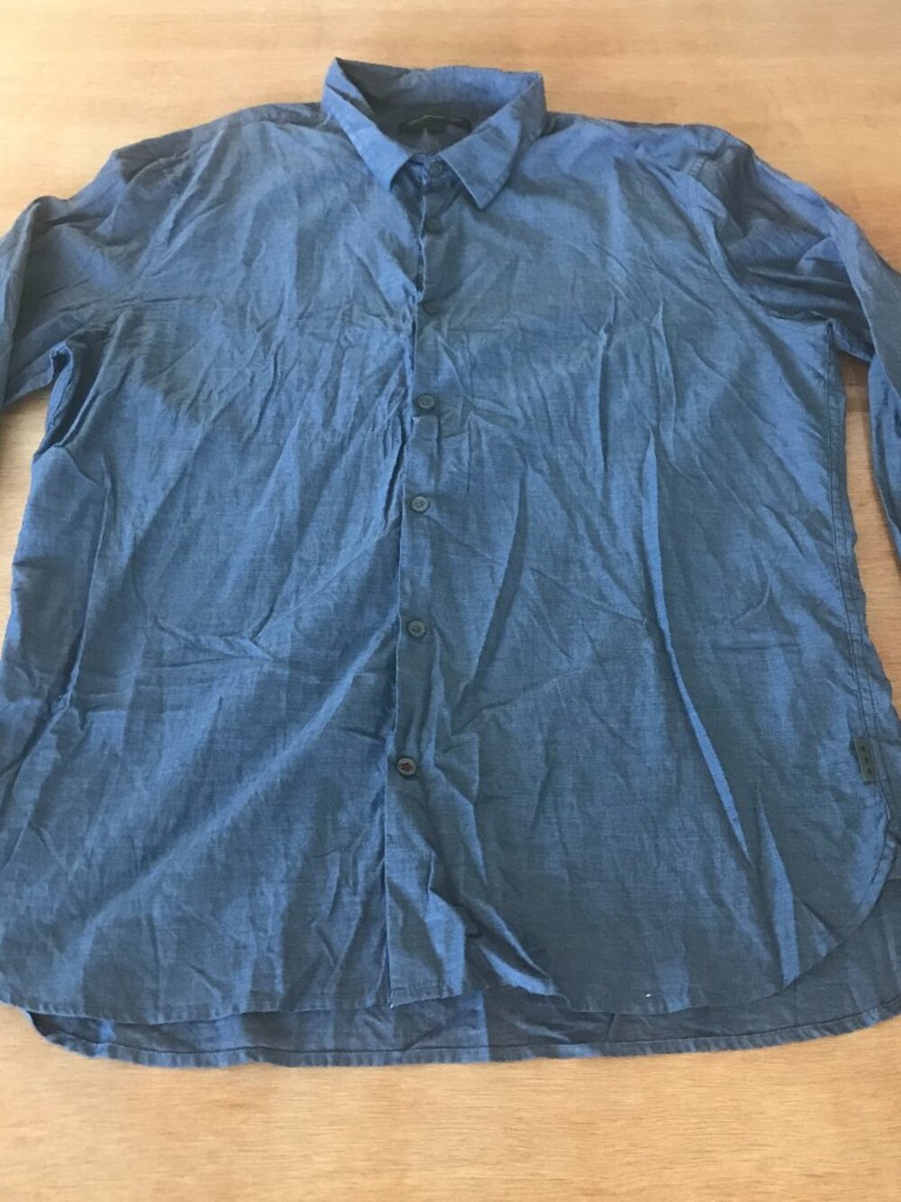 John Varvatos Shirt Men L Blue Button Up Long Sleeve Collared Preppy 20136